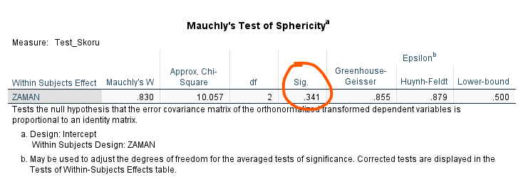 sphericity mauchly's test