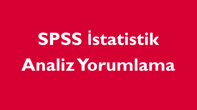 SPSS İstatistik analiz yorumlama SPSS İstatistik analiz yorumlama