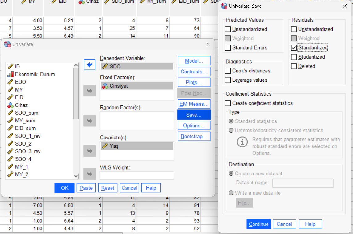 ANCOVA varsayım normallik