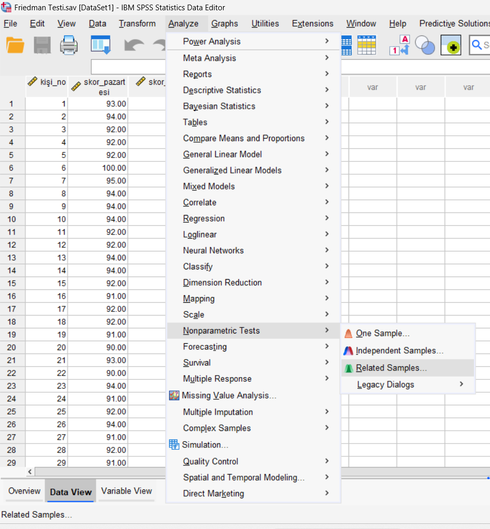 spss friedman testi yapma 1