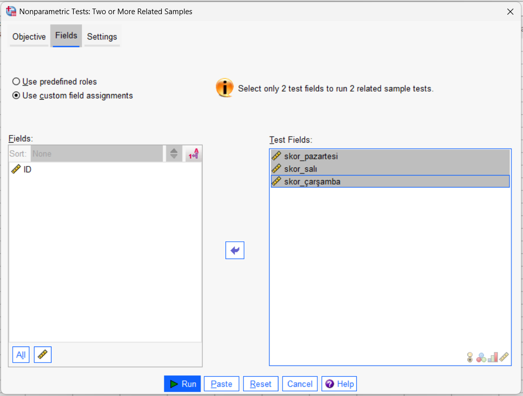 spss friedman testi yapma 2